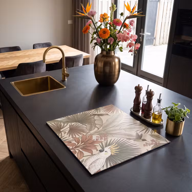 Induction hob cover - Tropical - Birds - Beige — 2