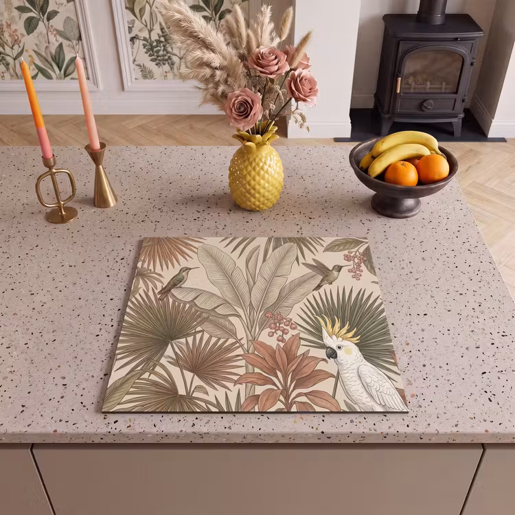 Induction hob cover - Tropical - Birds - Beige — 3