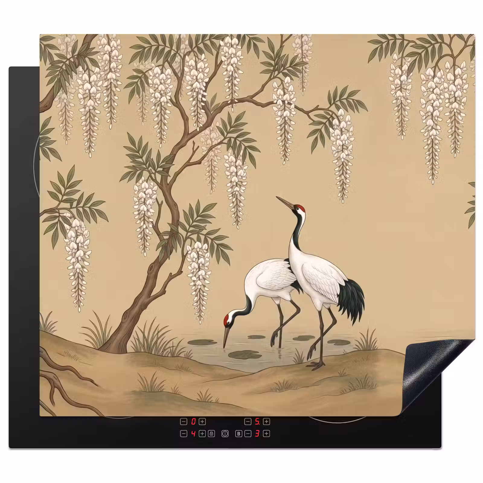 Induction hob cover - Crane - Water - Beige — 1