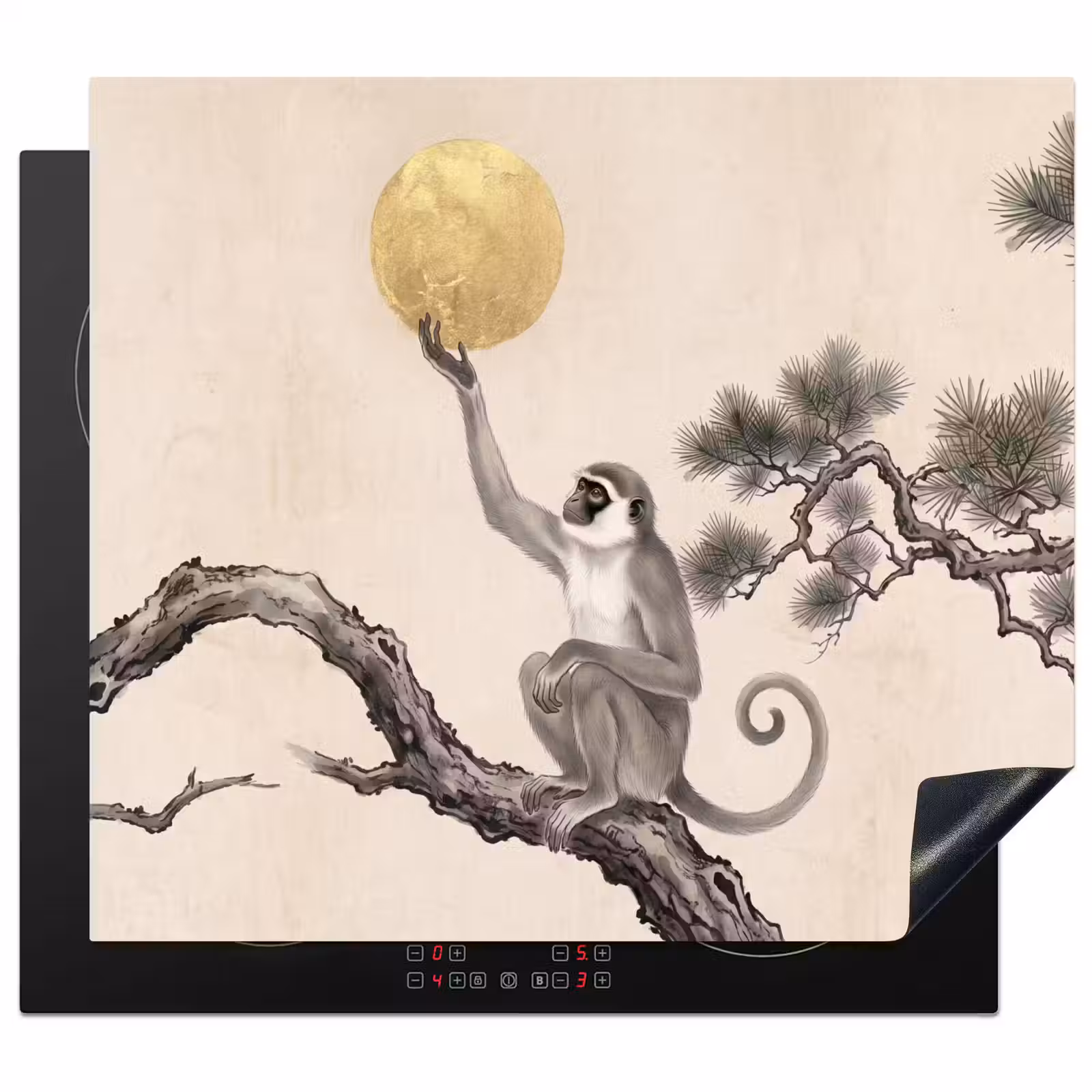 Induction hob cover - Monkey - Moon - Gold — 1