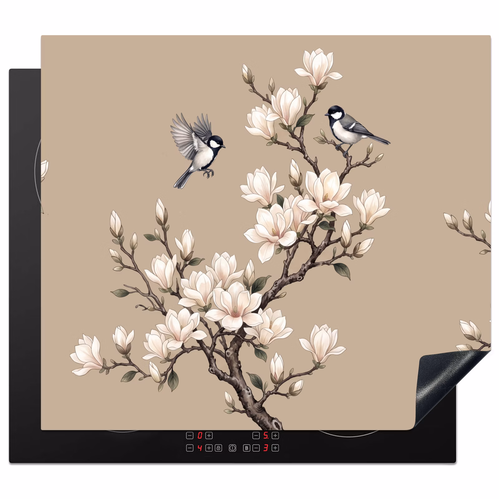 Induction hob cover - Oriental - Birds - Beige — 1