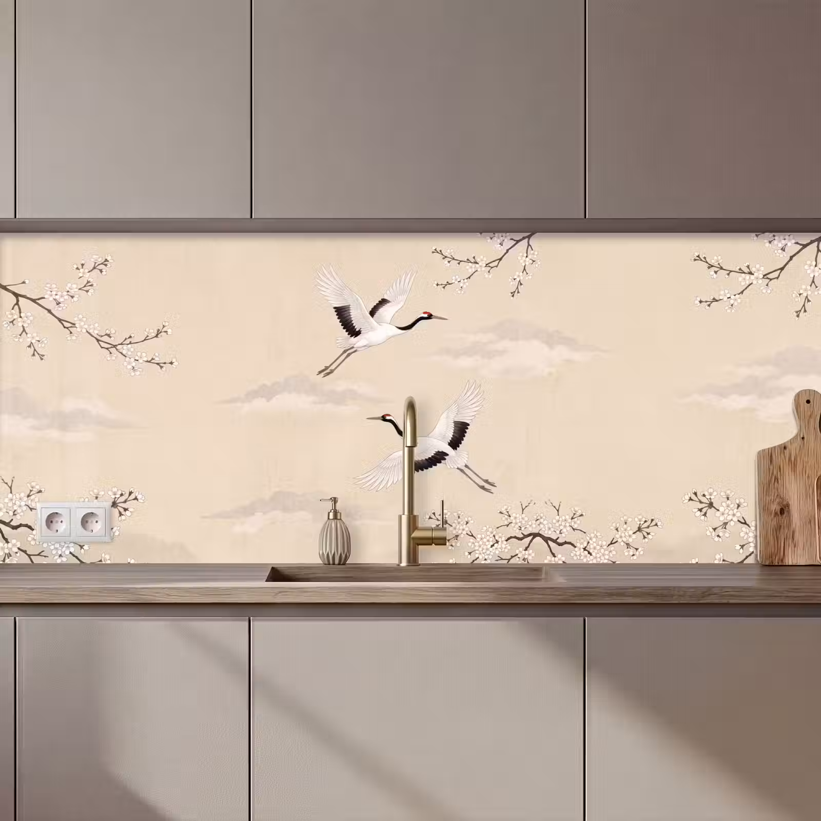 Kitchen splashback - Crane - Blossom - Beige — 1