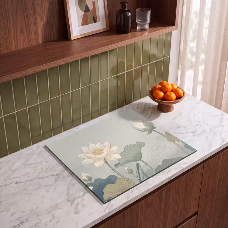 Induction hob cover - Lotus - Flowers - Green — 4