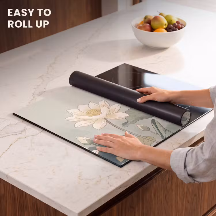 Induction hob cover - Lotus - Flowers - Green — 6