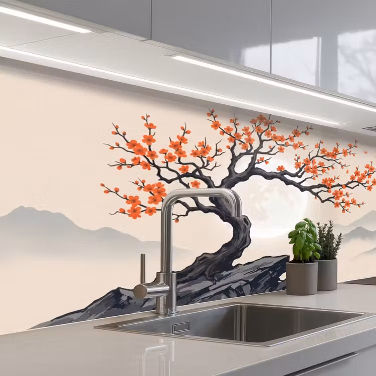 Kitchen splashback - Asian - Blossom - Red — 2