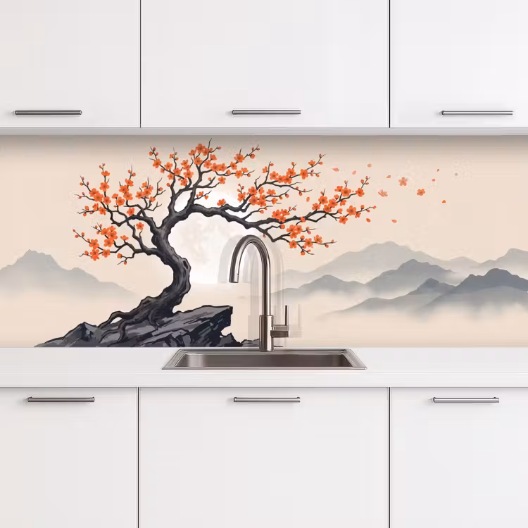 Kitchen splashback - Asian - Blossom - Red — 4