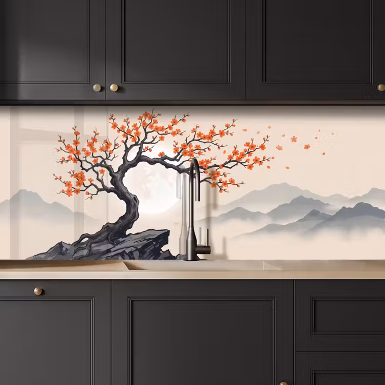 Kitchen splashback - Asian - Blossom - Red — 6