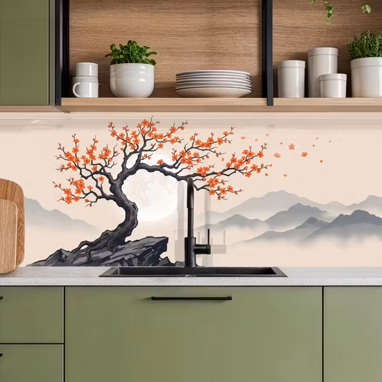 Kitchen splashback - Asian - Blossom - Red — 8