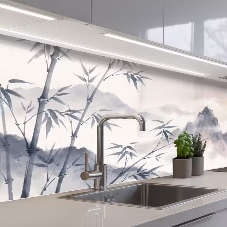 Kitchen splashback - Bamboo - Asia - Gray — 2
