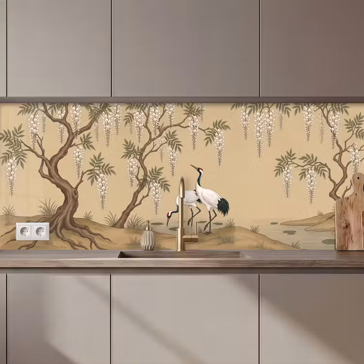 Kitchen splashback - Crane - Water - Beige — 1