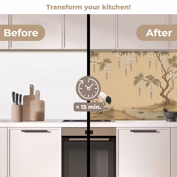 Kitchen splashback - Crane - Water - Beige — 3