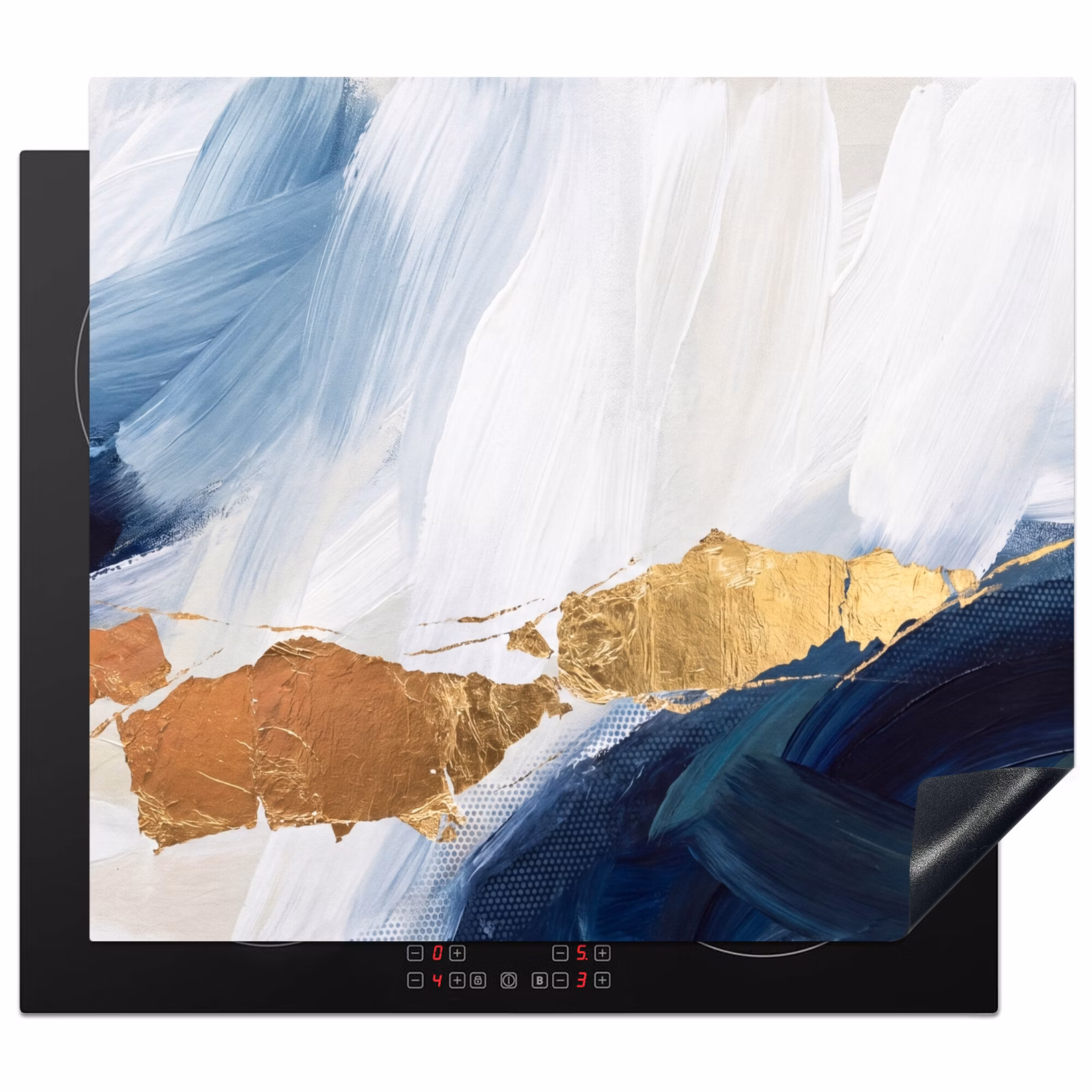 Induction hob cover - Abstract - Acrylic - Blue - Gold - Elegant — 1