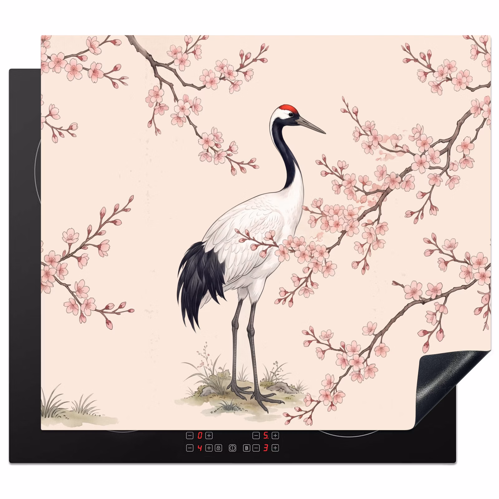 Induction hob cover - Asian - Crane - Beige — 1