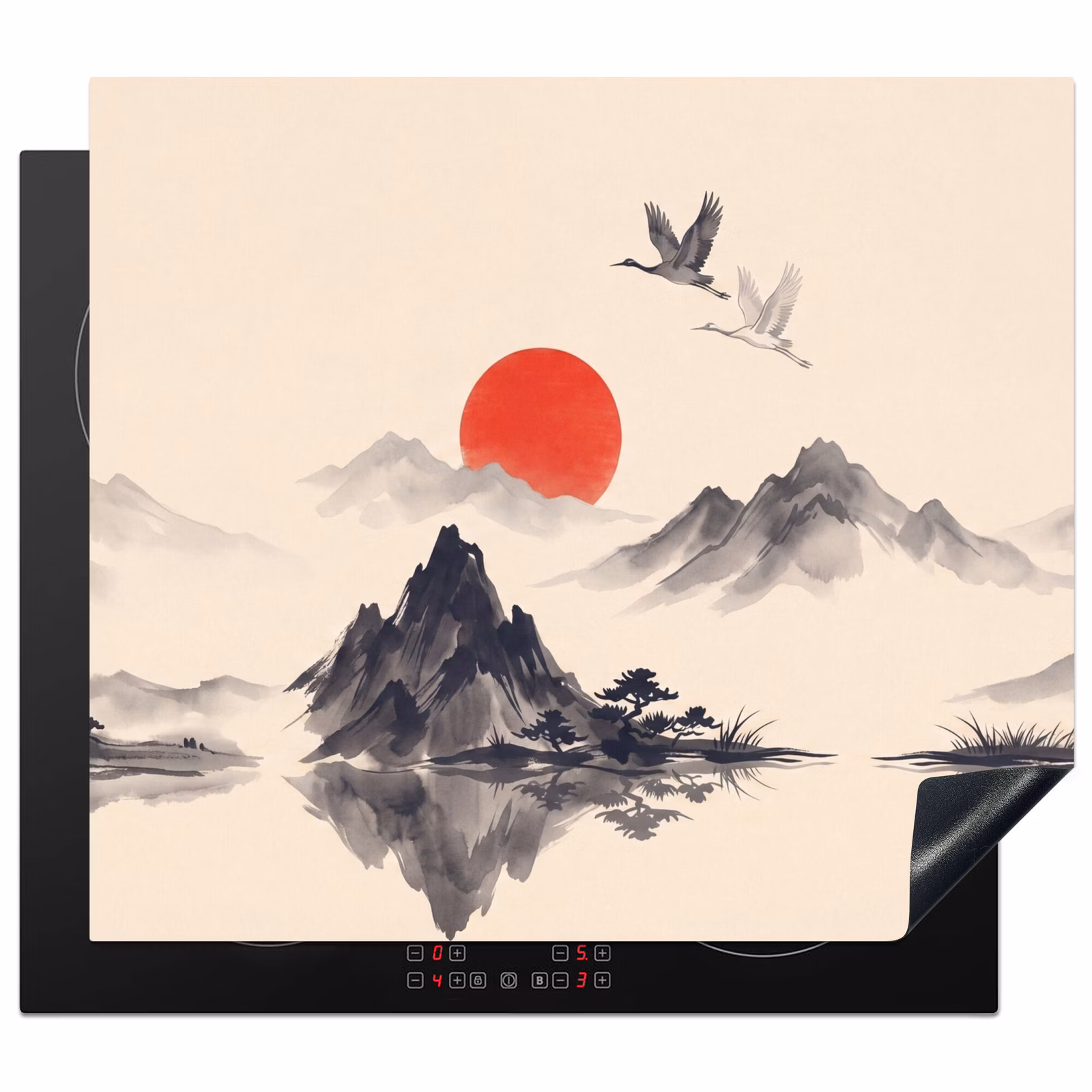 Induction hob cover - Oriental - Cranes - Landscape — 1