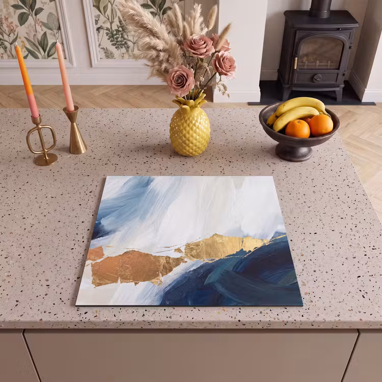 Induction hob cover - Abstract - Acrylic - Blue - Gold - Elegant — 3