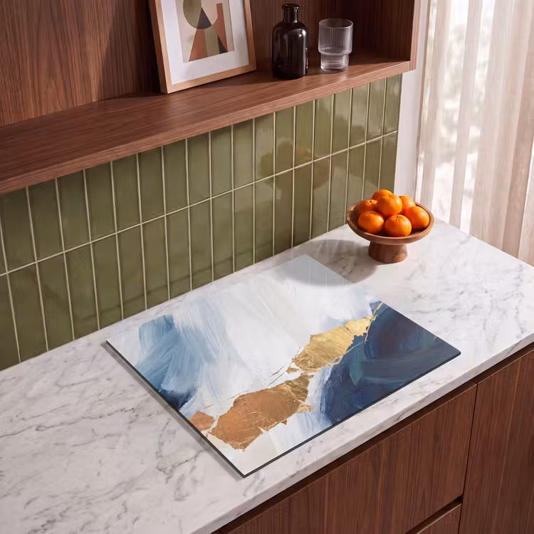 Induction hob cover - Abstract - Acrylic - Blue - Gold - Elegant — 4