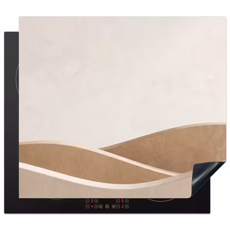 Induction hob cover - Abstract - Waves - Modern - Beige — 1