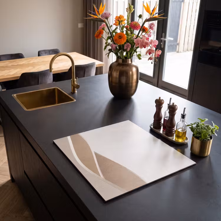 Induction hob cover - Abstract - Waves - Modern - Beige — 2