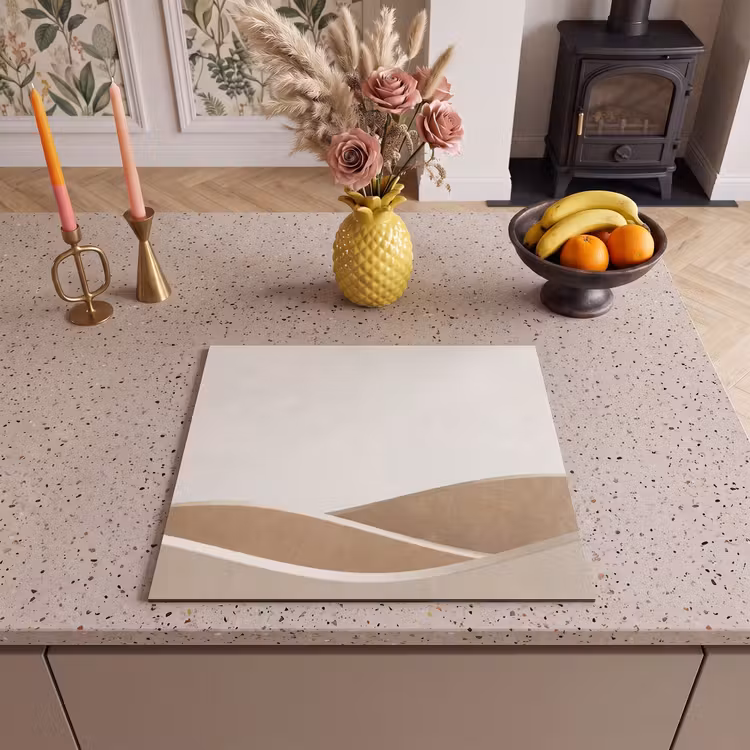 Induction hob cover - Abstract - Waves - Modern - Beige — 3