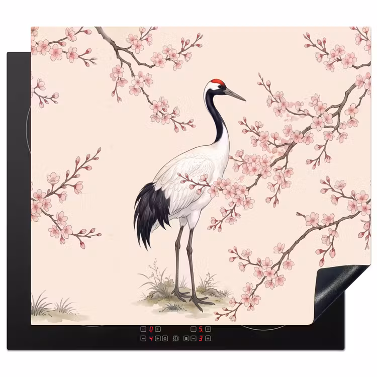 Induction hob cover - Asian - Crane - Beige — 1