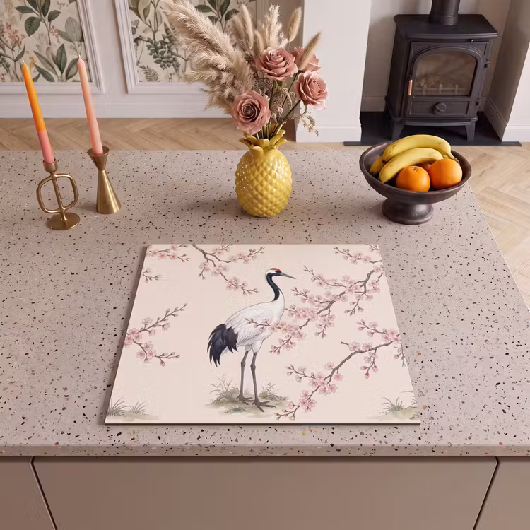 Induction hob cover - Asian - Crane - Beige — 3