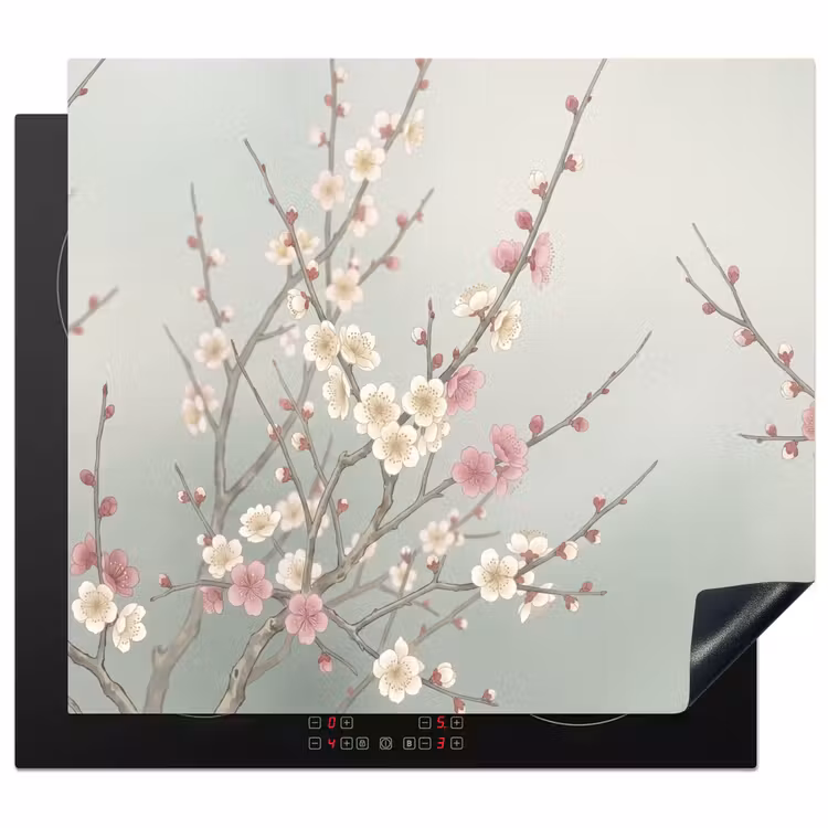 Induction hob cover - Cherry - Blossom - Green — 1
