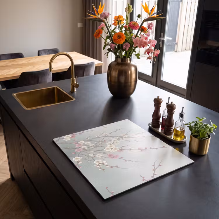 Induction hob cover - Cherry - Blossom - Green — 2