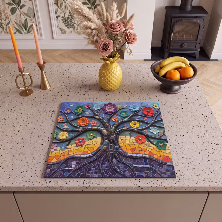 Induction hob cover - Tree of life - Mosaic - Flowers - Colorful - Cheerful — 3