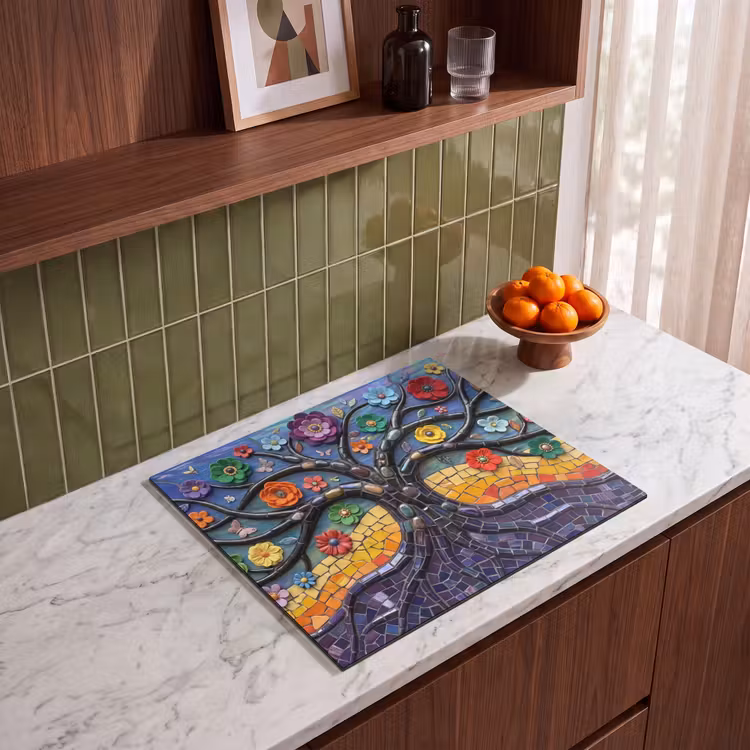 Induction hob cover - Tree of life - Mosaic - Flowers - Colorful - Cheerful — 4