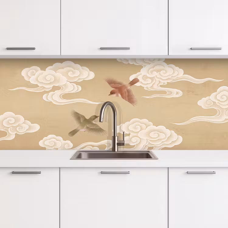 Kitchen splashback - Birds - Flies - Beige — 4