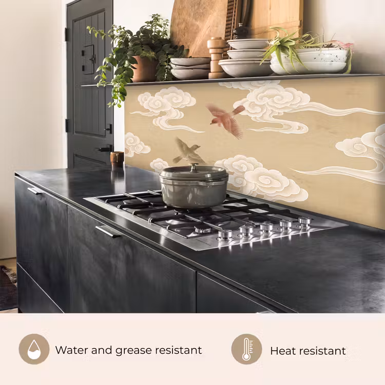 Kitchen splashback - Birds - Flies - Beige — 5