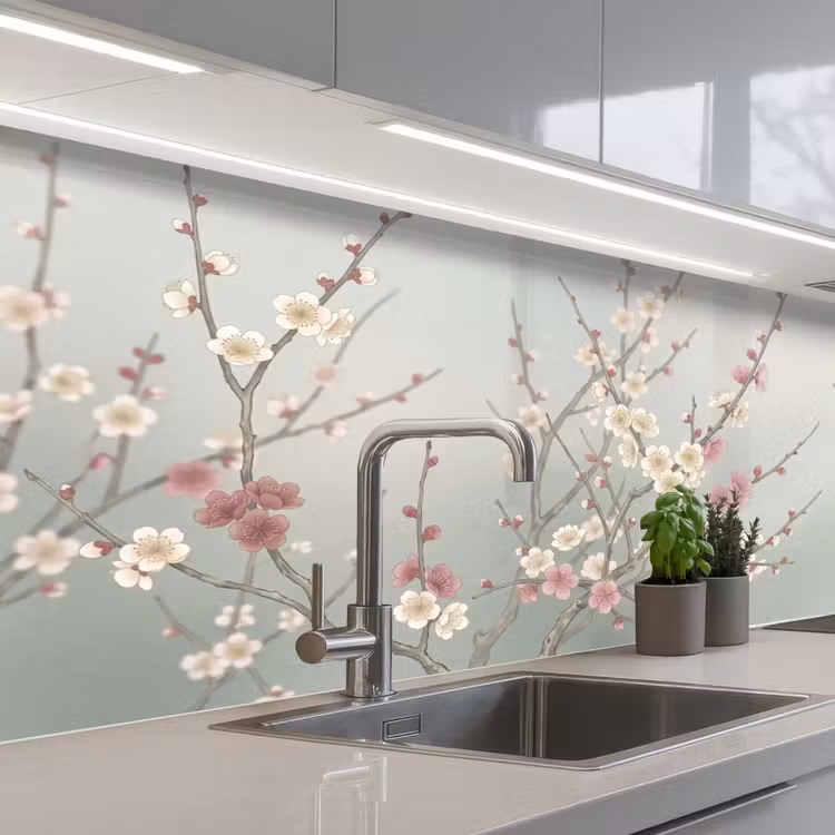 Kitchen splashback - Cherry - Blossom - Green — 2