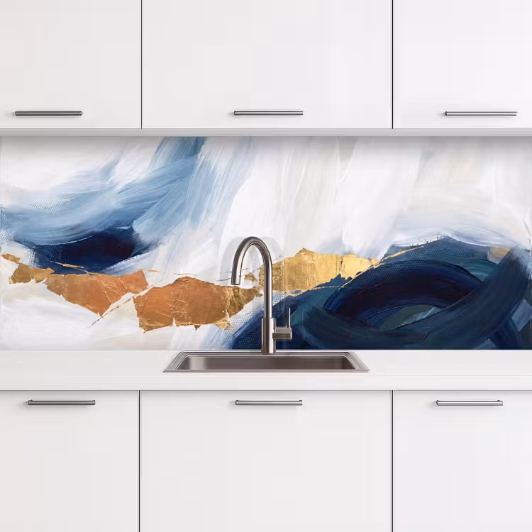 Kitchen splashback - Abstract - Acrylic - Blue - Gold - Elegant — 4
