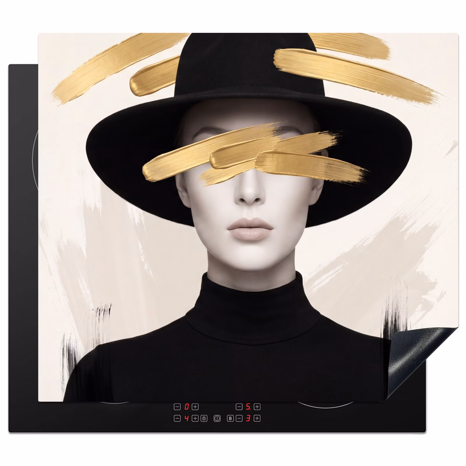Induction hob cover - Woman - Portrait - Modern - Gold - Art — 1