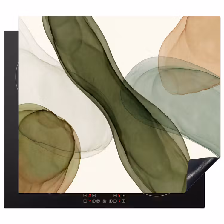 Induction hob cover - Abstract - Shapes - Modern - Art - Green - Brown — 1