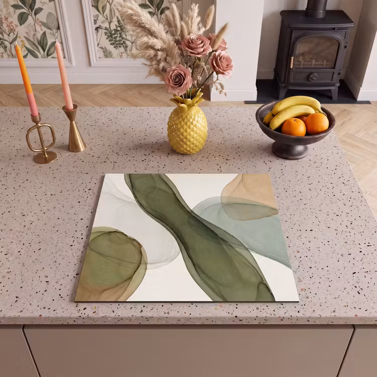 Induction hob cover - Abstract - Shapes - Modern - Art - Green - Brown — 3