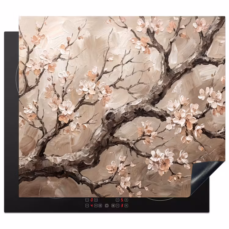 Induction hob cover - Blossom - Branches - Painting - Beige - Serene — 1