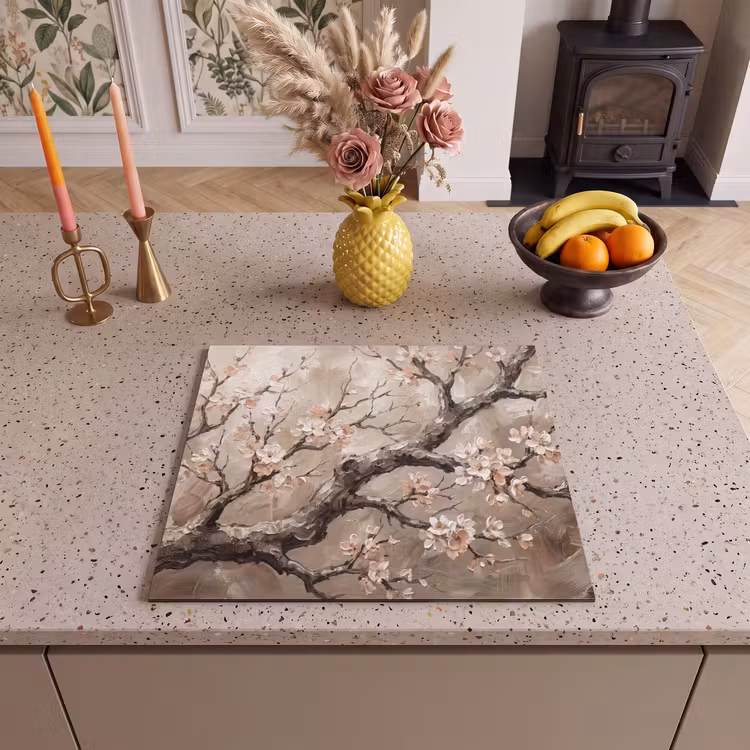 Induction hob cover - Blossom - Branches - Painting - Beige - Serene — 3
