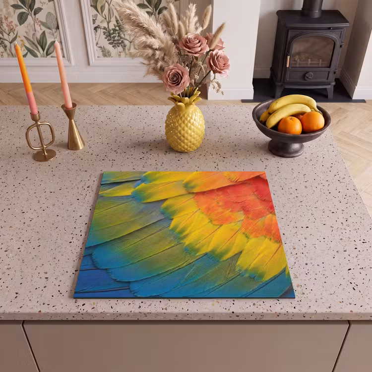 Induction hob cover - Feathers - Macaw - Colorful — 3