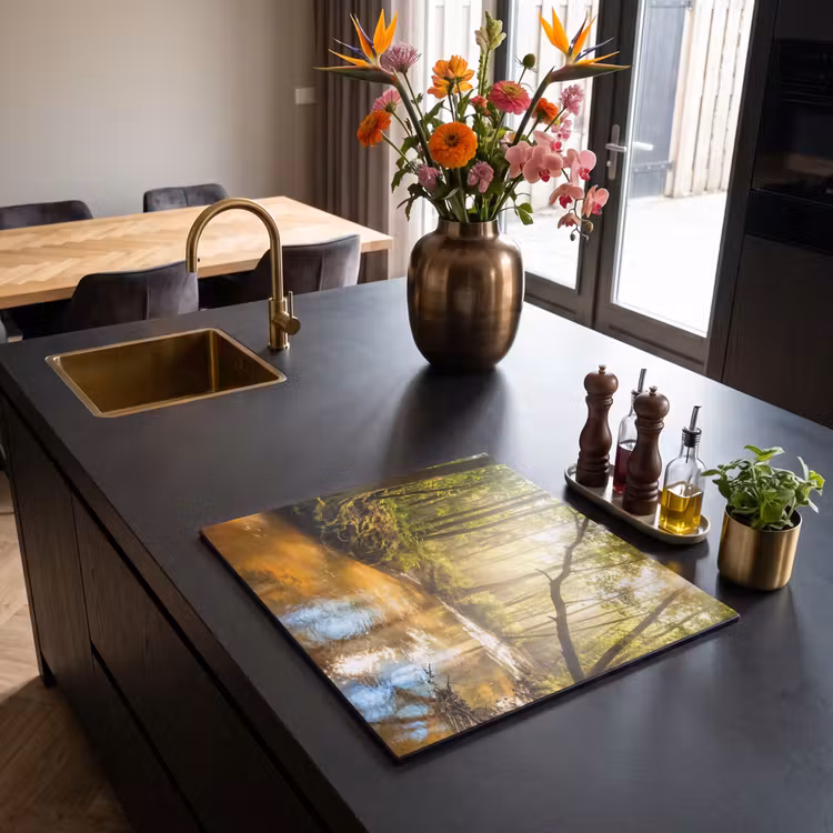Induction hob cover - Forest - Stream - Sunlight - Nature - Green — 2
