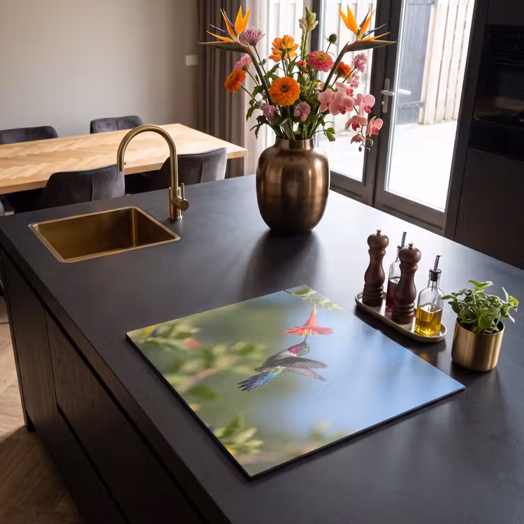 Induction hob cover - Hummingbird - Flower - Nature - Green — 2