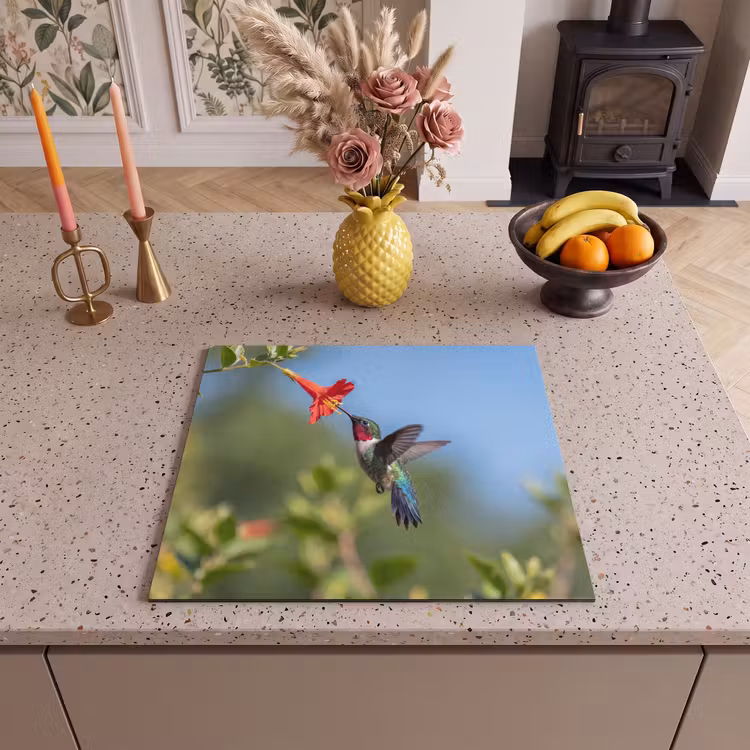Induction hob cover - Hummingbird - Flower - Nature - Green — 3