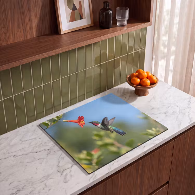 Induction hob cover - Hummingbird - Flower - Nature - Green — 4