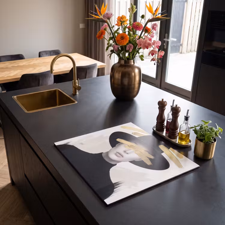 Induction hob cover - Woman - Portrait - Modern - Gold - Art — 2