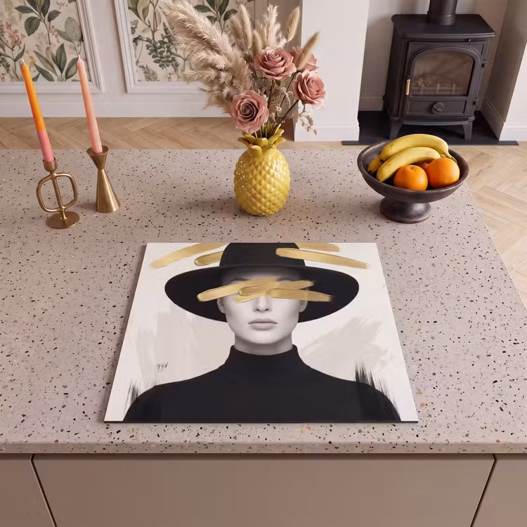 Induction hob cover - Woman - Portrait - Modern - Gold - Art — 3