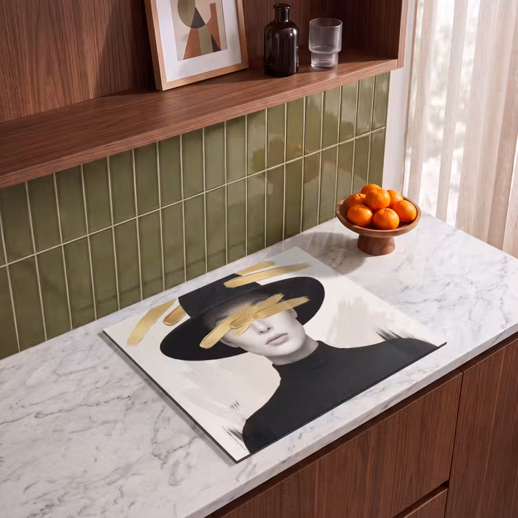Induction hob cover - Woman - Portrait - Modern - Gold - Art — 4