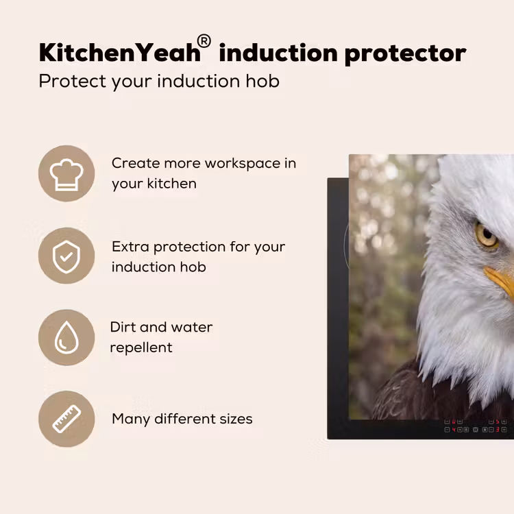 Induction hob cover - American - Bald Eagle - Portrait - Yellow — 7