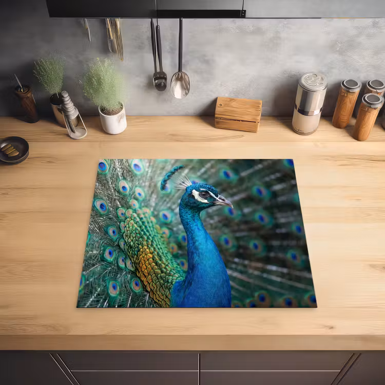 Induction hob cover - Peacock - Feathers - Blue — 2
