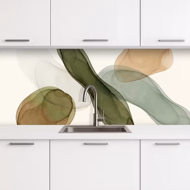 Kitchen splashback - Abstract - Shapes - Modern - Art - Green - Brown — 4