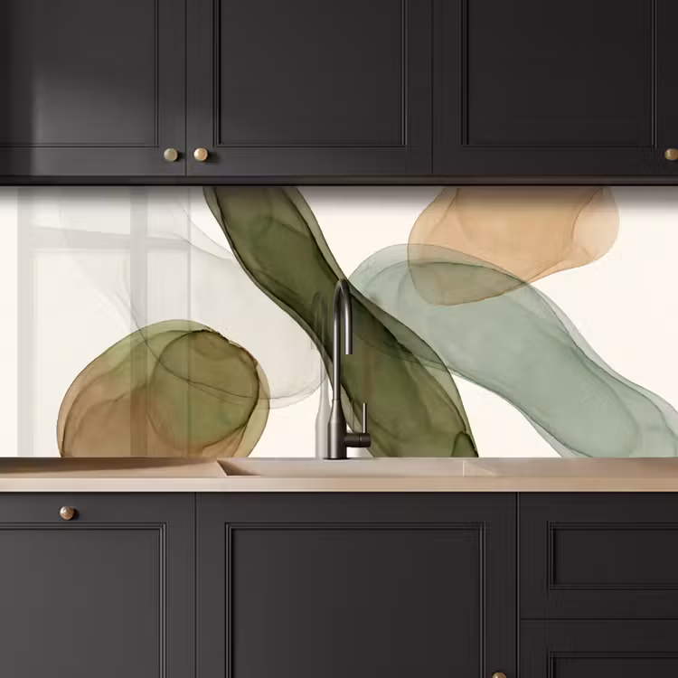Kitchen splashback - Abstract - Shapes - Modern - Art - Green - Brown — 6
